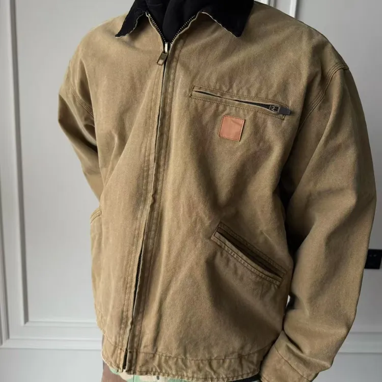 TZG 秋冬水洗做旧底特律夹克工装外套男女款cleanfit短宽