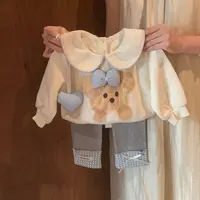 女童卫衣套装洋气秋装2025新款小童女宝宝洋气卡通长袖上衣两件套