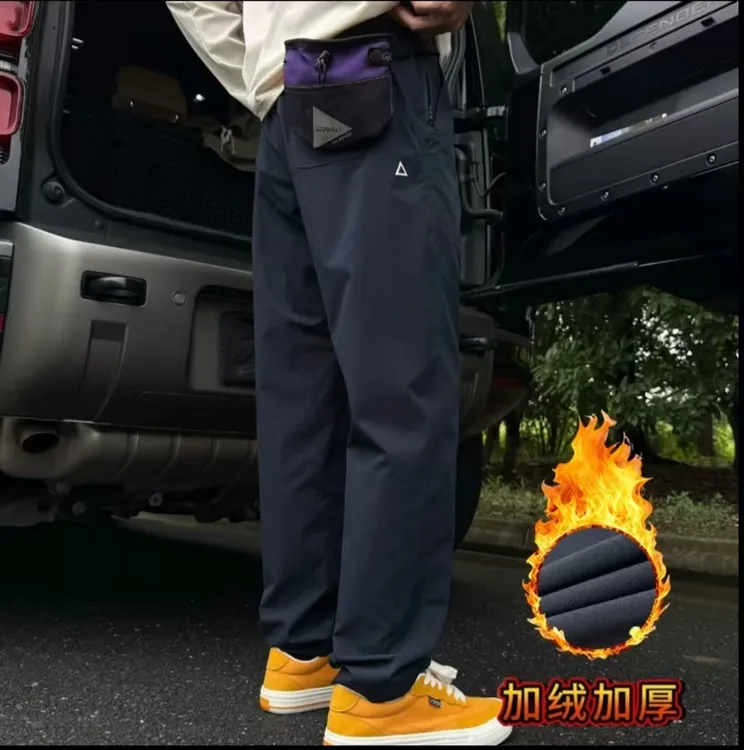 加厚秋冬户外防风加厚美式休闲风登山裤防寒休闲裤男长裤几何图案