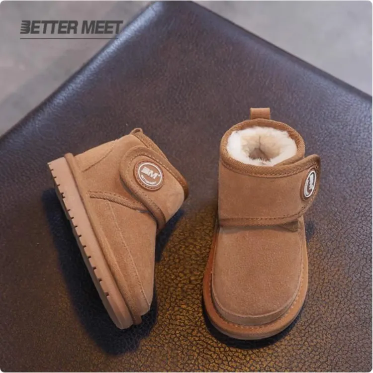 儿童真皮5856雪地靴女童宝宝防滑保暖软底棉鞋1-3岁男童冬季新款