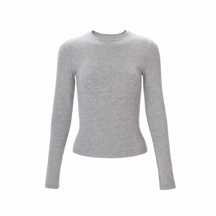 二狗服饰【小圆领秋衣】基础长袖打底掐腰显瘦百搭小微胖T恤修身