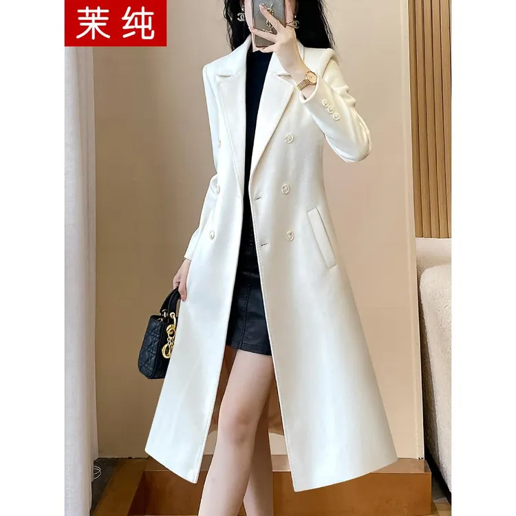 西装外套女2025新款白色加厚保暖毛呢大衣气质名媛高级感长款西服