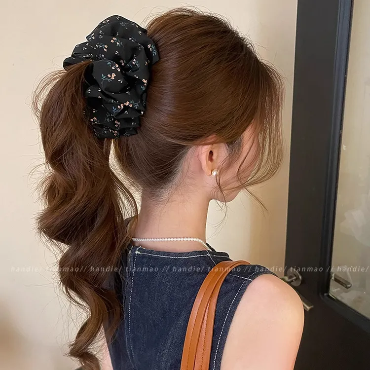 云朵碎花香蕉夹显发量发夹抓夹女2025新款后脑勺半扎发高马尾发饰
