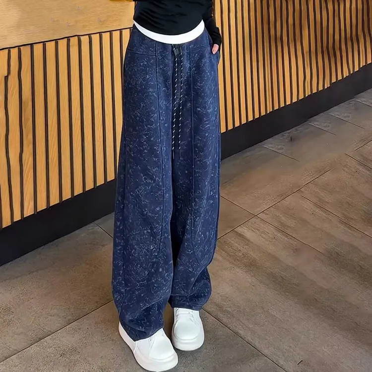 扎染香蕉卫裤女2025年秋季新款宽松微胖mm时尚百搭显瘦阔腿弯刀裤