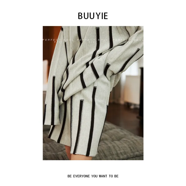 BUUYIE 25SS【弦阙】撞色不规则条纹百搭休闲短裤 250834