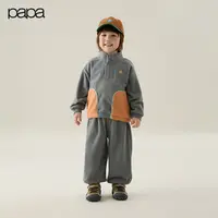 【再哥专属】papa爬爬秋季时尚百搭儿童撞色口袋套装运动出行舒