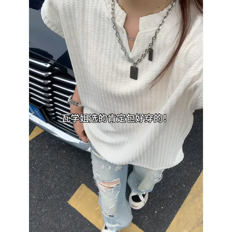 cleanfit无袖背心男款夏季潮牌v领肌理感美式高街个性纯