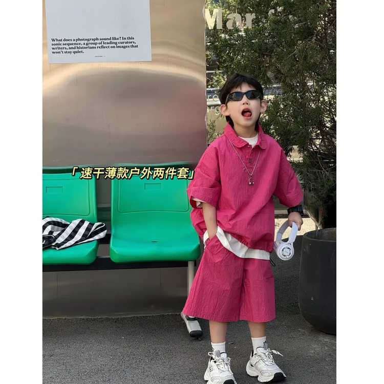 新款套装男童大童时尚衣服夏季两件套短袖2025短裤儿童潮酷洋气