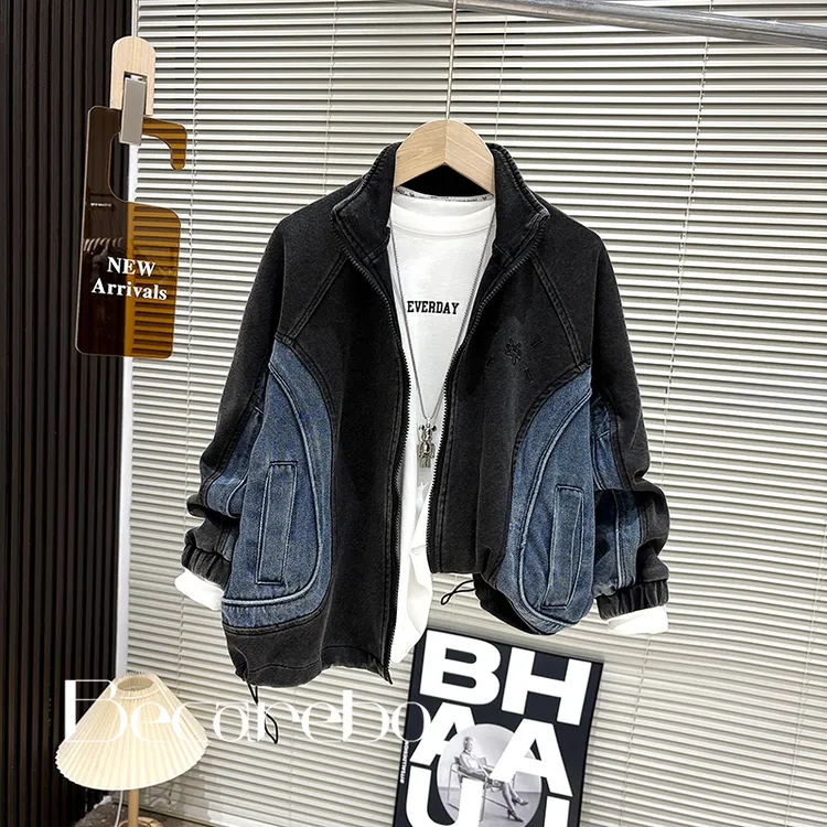 130-180【废土风】青少年秋装男童牛仔外套中大童儿童春秋男孩上衣