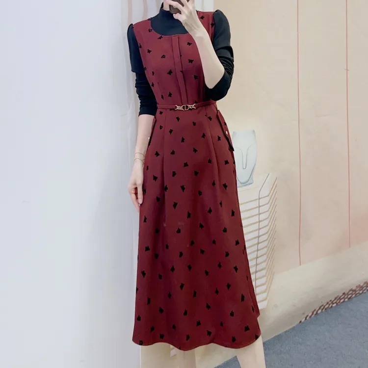 175时尚气质拼接假两件收腰连衣裙Q3480L175/GP