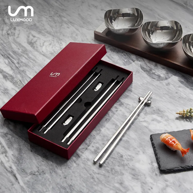 LUXMOOD勒慕不锈钢防滑防烫不锈钢筷子高档筷子套装家用轻奢送礼