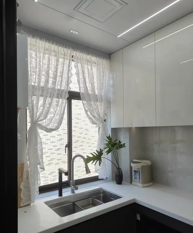 2025年新款厨房窗帘白色帘子家用窗纱透光纱帘蕾丝