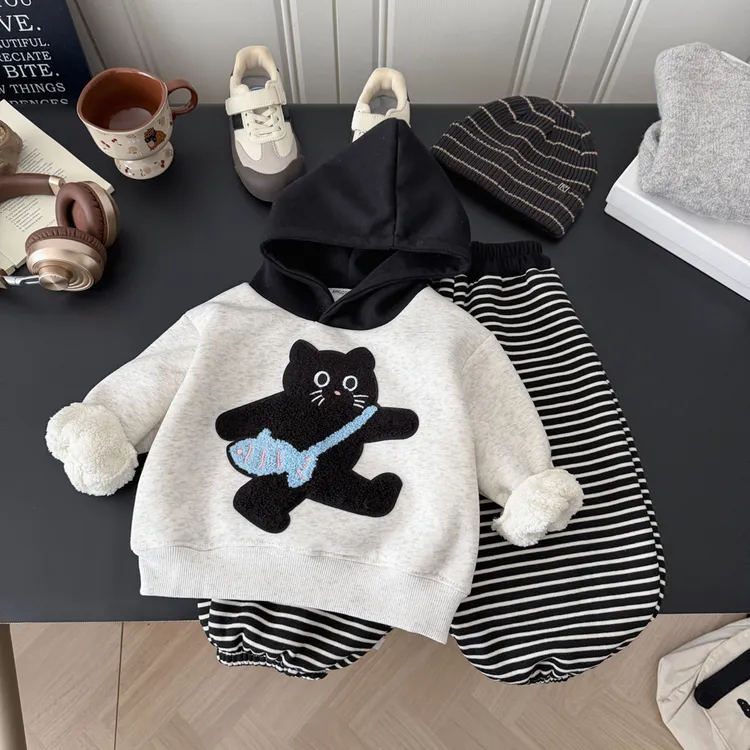 2025秋季卫衣套装新款儿童洋气时尚爆款时髦休闲卡通宽松加绒套装