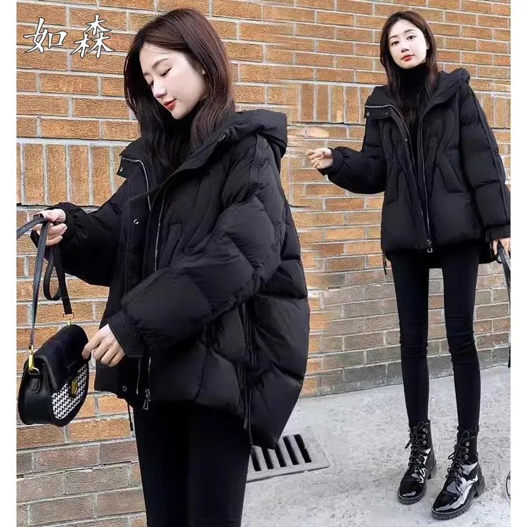黑色短款时尚棉衣棉服女2025冬季爆款面包服夹棉加厚棉袄派克服