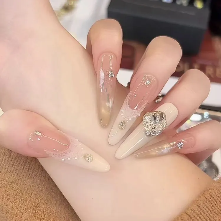 【御姐】纯欲气质指尖渐变法式纯手绘 百搭温柔高级纯手工穿戴甲