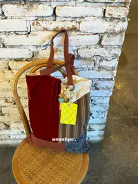 MUMUBYER •“马德里”撞色小众复古单肩手工挂饰拼接托特包