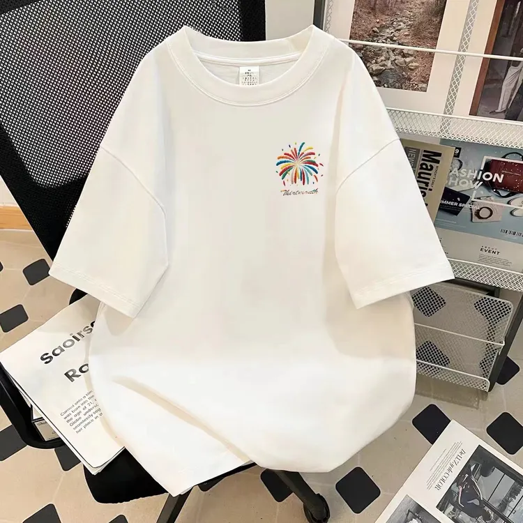 亲子系列～2025春夏宽松慵懒个行创意烟花T恤