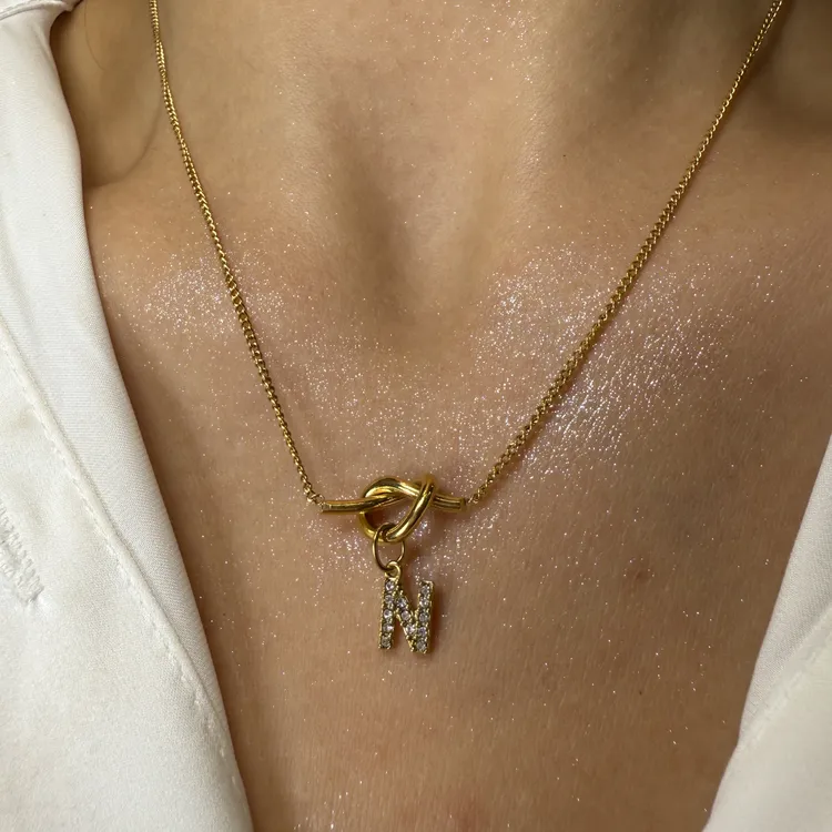 不锈钢项链 （交叉字母）【项链】金色简约复古链子欧若假日风1054