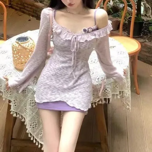 休闲潮流防晒夏套装年秋季新款御姐风纯欲风设计感蕾丝甜美女