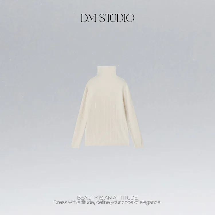DEDM•STUDIO/100%羊毛减龄慵懒百搭细闪高领套头毛衣2507MY/2396