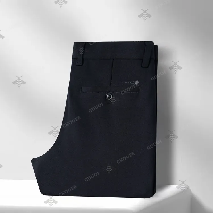 CKOUEE秋季新款高定专柜品质男士商务休闲毛呢裤修身百搭弹力裤