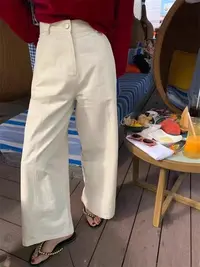 宽松直筒裤阔腿裤休闲厚款长裤休闲裤慵懒风秋季白色