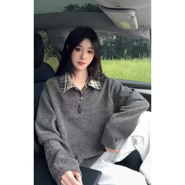 美式重磅雪尼尔长袖T恤男秋季小香风针织百搭打底衫大码宽松外套