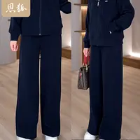 恩狐妈妈装春秋款时尚宽松直筒裤中老年女秋季斯绒长裤