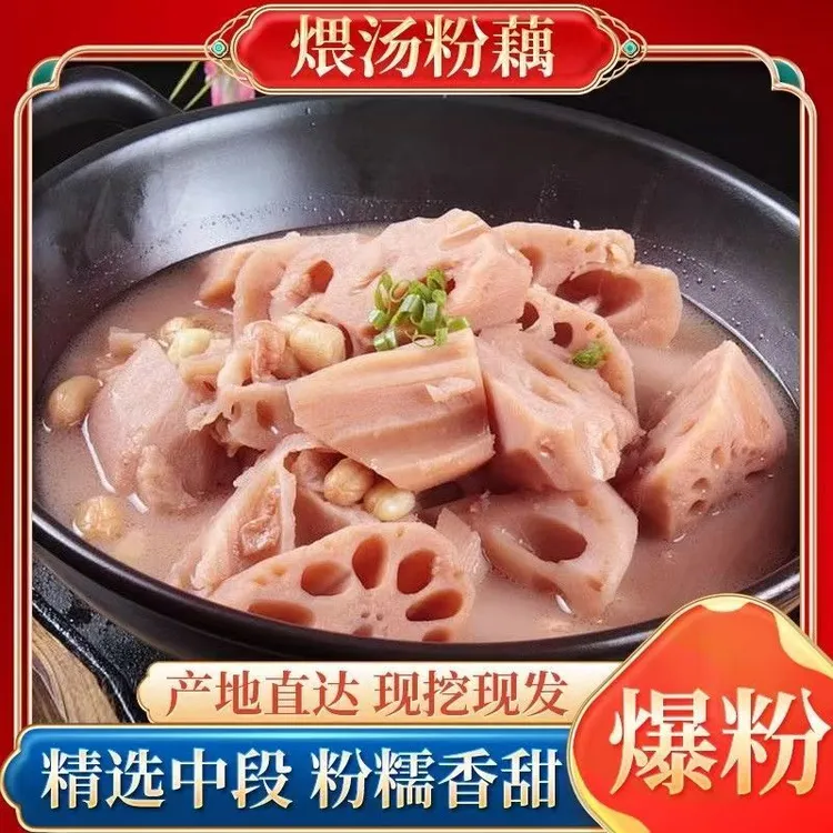 正宗洪湖莲藕新鲜现挖糯米藕煲汤粉糯炖汤湖北特产九孔粉藕红莲藕
