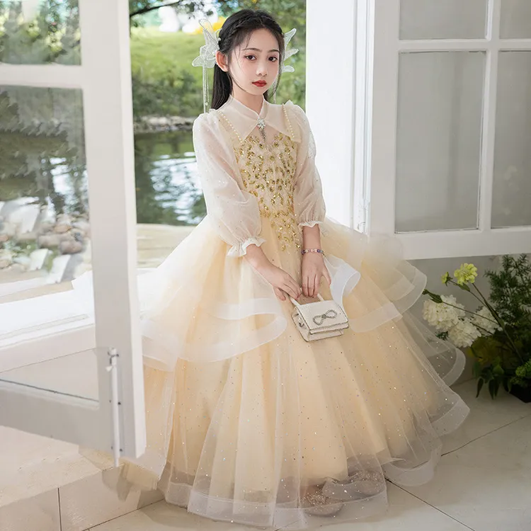 女童礼服轻奢小众高端儿童生日公主裙主持演讲比赛钢琴演出服花童