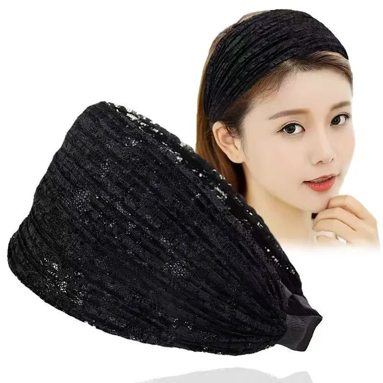 简约宽边头箍高颅顶发饰品气质发卡减龄蕾丝带齿遮白发发箍红色