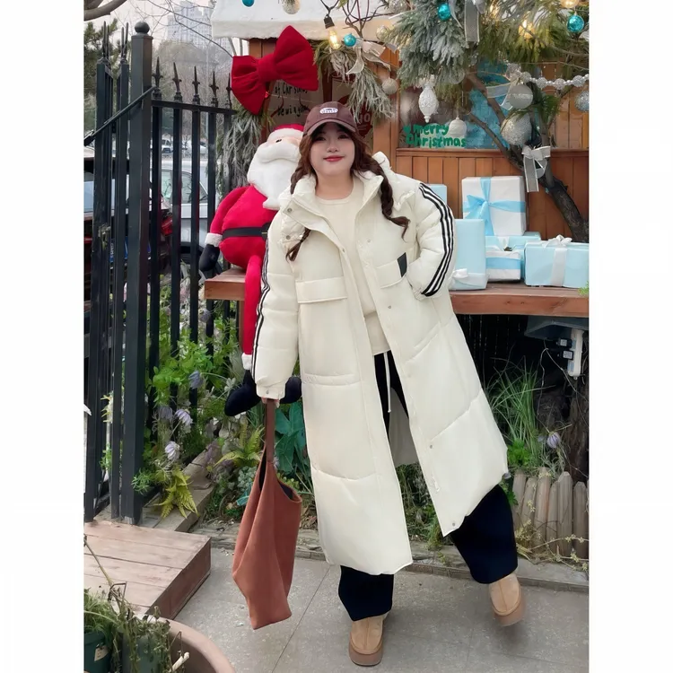 花契“阿姆花巷”大码女装冬季简约200斤胖mm韩系气质棉服13918-C