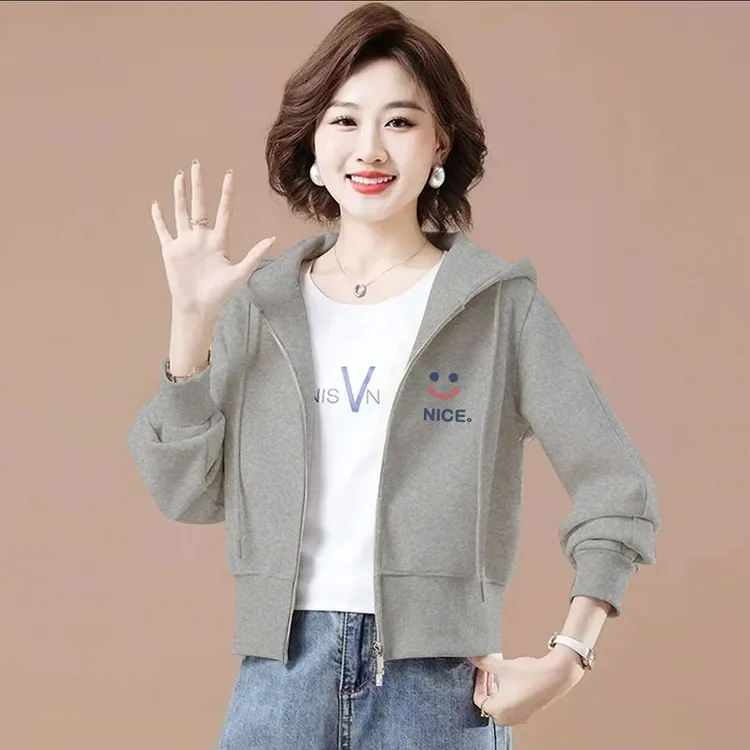 秋冬新款拉链连帽加绒卫衣2025小众洋气大码宽松显瘦短款女装外套