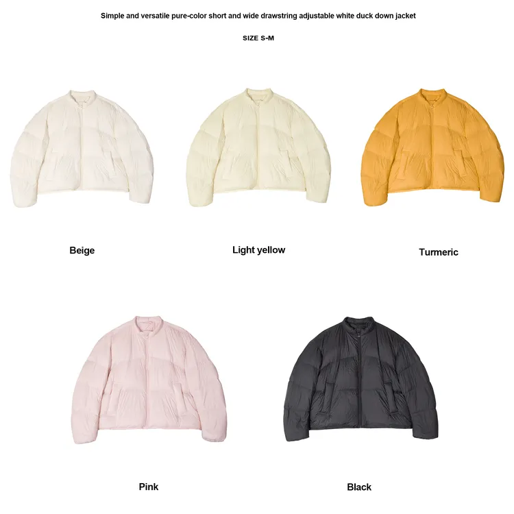 ins风设计款90白鸭绒新国标短厚款保暖拉链女辣妹外套羽绒服