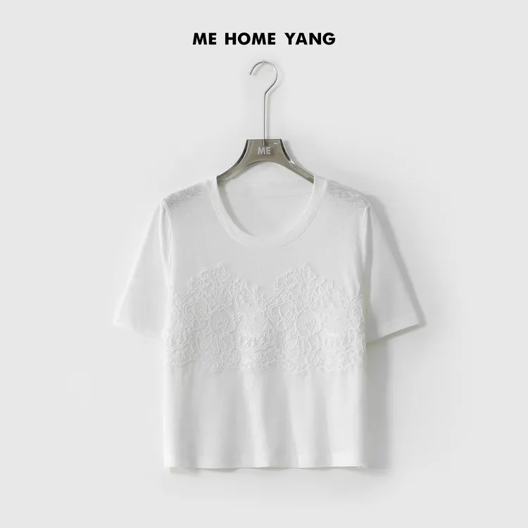 ME【纯欲花蕾T】桑蚕丝亚麻混纺冰麻透气显瘦百搭休闲T恤MESS3268