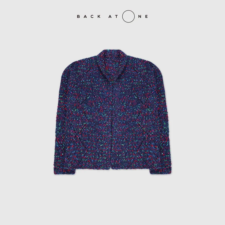 BACKATONE“蓝海珊瑚” 时尚复古蓝彩色针织长袖开衫 BFF-1AS506H-K