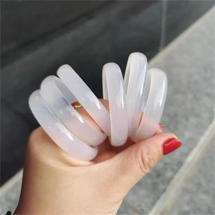 白玛瑙手镯/小圈口42-44-46-48毫米细玉髓手环/儿童