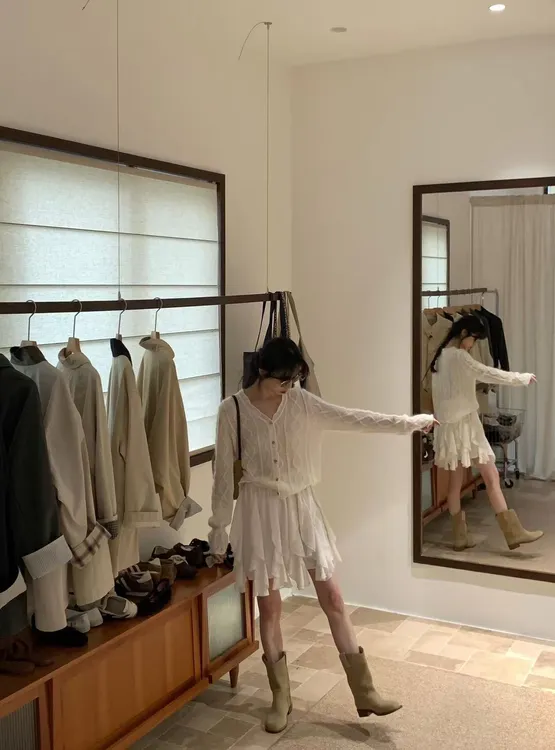 2025韩系春款V领菱格麻花针织开衫毛衣不规则半身裙套装