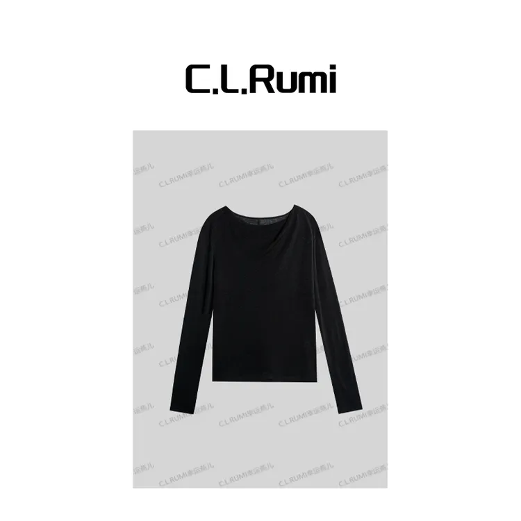 【Rumi精选】“玫瑰的故事”秋冬百搭修身气质荡领长袖上衣7190sy