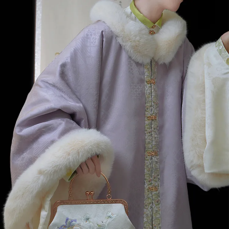 鹿鸣溪原创汉服昭君袄明制圆领对襟上衣新中式日常款冬季加绒外套