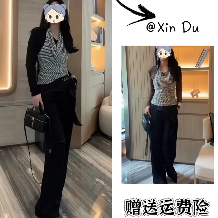 2025秋季新款时尚显瘦气质女士网红洋气两件套百搭款D22466