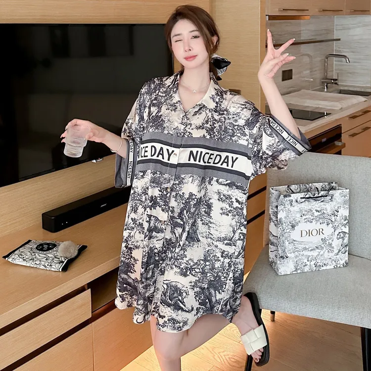 【柔软亲肤】春夏睡裙大码不挑身材纯欲风薄款韩版时尚性感家居服