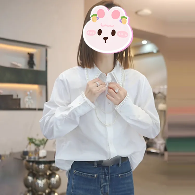 2025冬季新款纯色POLO领衬衫女设计感宽松通勤遮肉百搭简约上衣潮