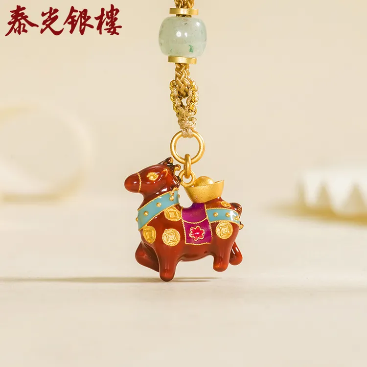 泰光银楼 吊坠足银珐琅 阿海设计马上有钱吊坠鎏金民族风银饰