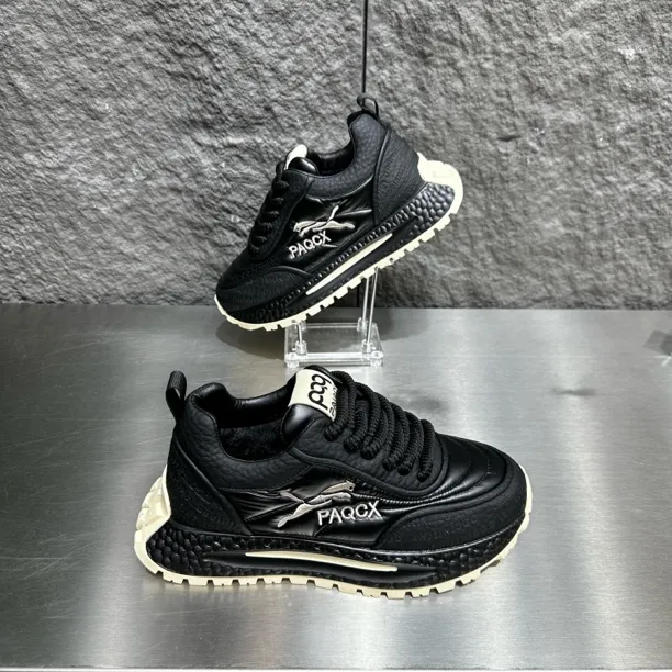 冬季新款男士中帮系带增高厚底舒适轻便防滑软底软面运动休闲潮鞋