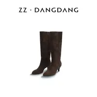 ZZ·DANGDANG秋冬5.3cm羊京皮猫跟长靴优雅百搭女鞋休闲23825024