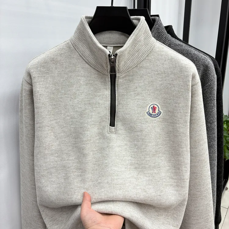 奥莱撤柜 蒙口柒高级感秋冬季羊毛衫男款半拉链领加绒男士打底衫