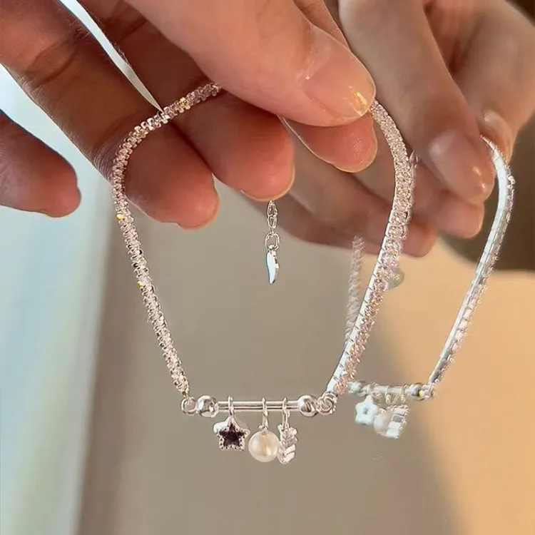 925银仿珍珠手链 韩系紫色星星小众甜美清新女轻奢百搭新款手饰