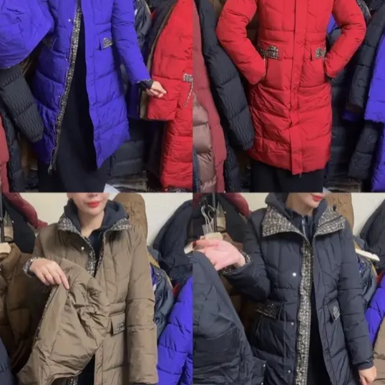 女保暖防水拉链印染常规款情侣毛领时尚中长款