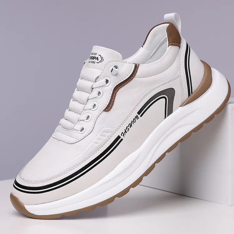 男鞋2025春季新款厚底时尚软底休闲鞋低帮潮流轻质软底小白鞋男